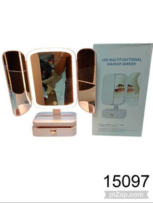 Imagen de ESPEJO CON LUZ LED RECARGABLE + DOBLE ZOOM Y ALAJERO 3.26